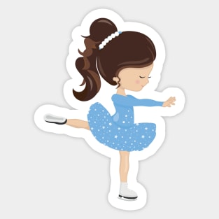 Figure Skating, Ice Skating Girl, Brown Hair Sticker